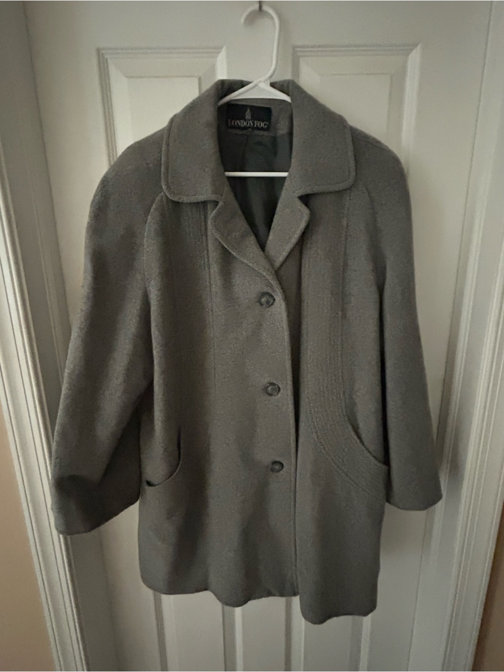 London Fog Grey Wool-Blend Pea Coat